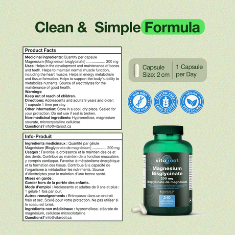 Vitamine Magnesium Bisglycinate 200mg