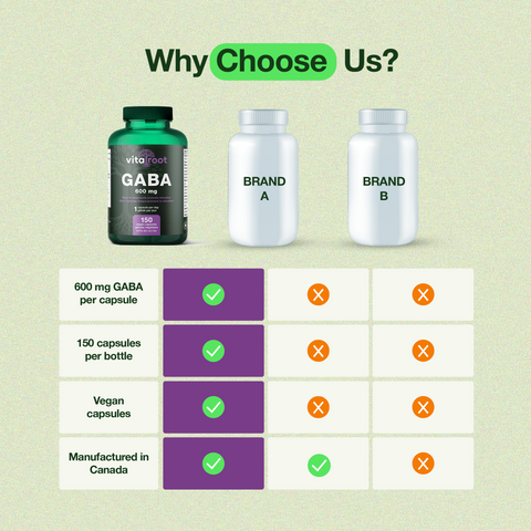 VitaRoot Supplément de GABA 600 mg