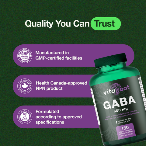 VitaRoot Supplément de GABA 600 mg